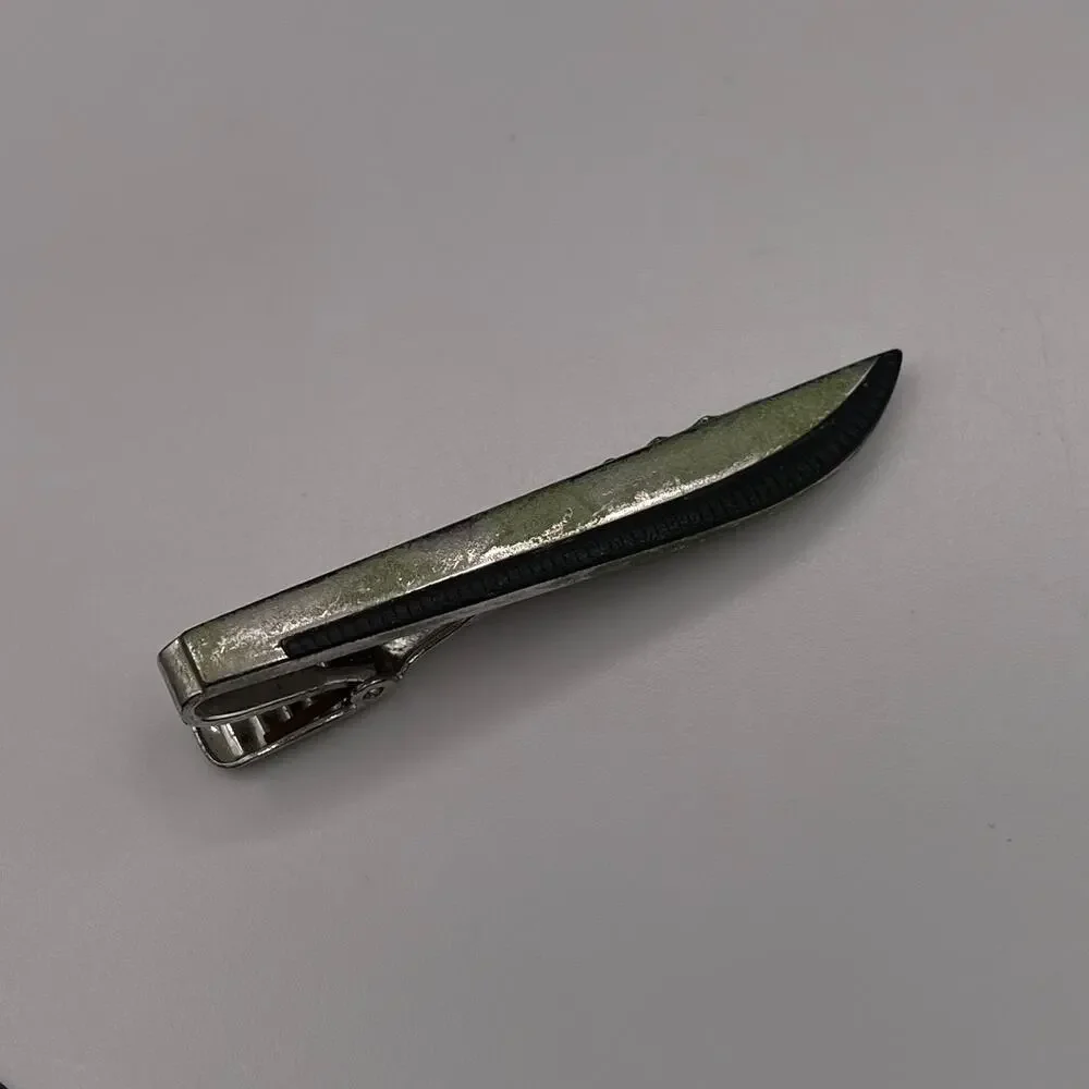 Vintage Anson Silver Tone Tie Clip Bar Ridged Texture Formal Men's Accessory